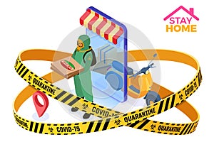 Covid-19 coronavirus quarantine stay home secure online delivery