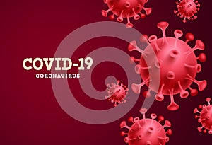 Covid-19 coronavirus red vector background. Coronavirus covid-19 text