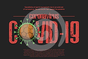 Covid-19. Coronavirus sign with handball ball