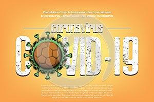 Covid-19. Coronavirus sign with handball ball