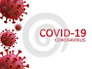 Covid 19, Coronavirus text on white background.