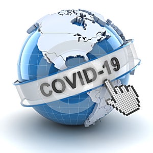 Covid 19 coronavirus update symbol, 3d render