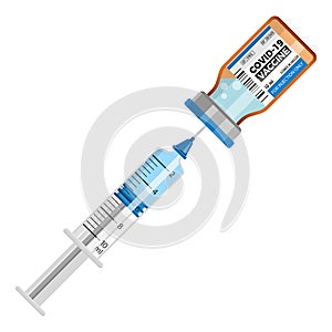 Covid-19 coronavirus vaccine and syringe injection