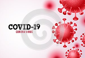 Covid-19 coronavirus vector background. Covid-19 corona virus text in white space