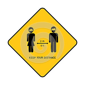 COVID-19 Coronavirus vector icon with social distance concept