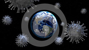 COVID-19 Coronavirus virus microscopic, Attack on the world