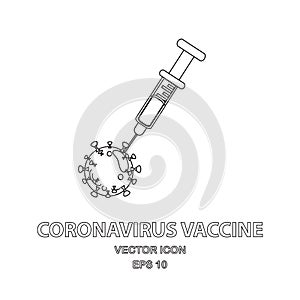 COVID-19 or Flu Coronavirus Vaccine Icon. Vector Illustration Concept.