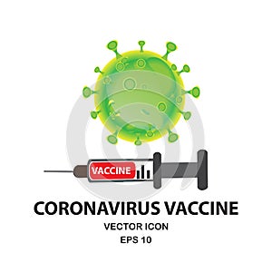 COVID-19 or Flu Coronavirus Vaccine Icon. Vector Illustration Concept