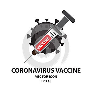 COVID-19 or Flu Coronavirus Vaccine Icon. Vector Illustration Concept.