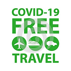 Covid-19 free tourism stickers set. Safe travel concept.