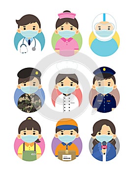 The Covid-19 Frontline workers flat design