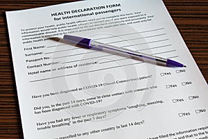 Covid-19 health declaration form