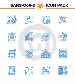 Covid-19 icon set for infographic 16 Blue pack such as health, platelets, blood virus, fever, blood virus