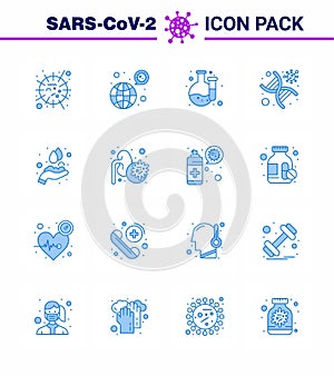 Covid-19 icon set for infographic 16 Blue pack such as virus, genomic, covid, genetics, laboratory