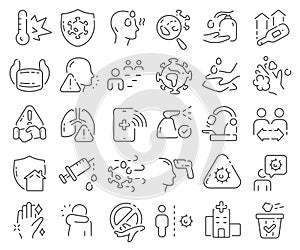 Covid-19 line icons collection. Thin outline icons pack. Vector illustration eps10