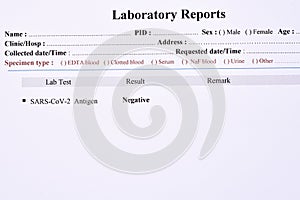 COVID-19 negative test result by using antigen test kit