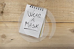 Covid-19 notes: wear a mask - centered