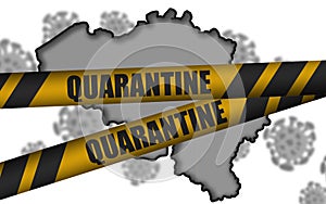 COVID-19 outbreak in Belgium with quarantine banner