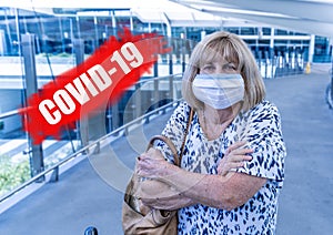 COVID-19 Outbreak. Traveler with face mask affected by coronavirus travel ban and border restrictions