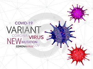 Covid 19, pandemic coronavirus mutation, variant concept, virus icon symbol, global warning.