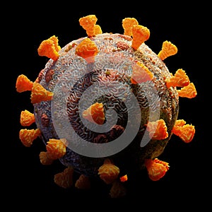 Covid-19 pandemic, Coronavirus virus isolated on black background