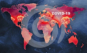 Covid-19 pandemic outbreak infected world map