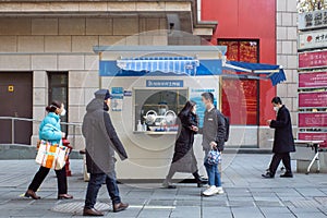 Covid-19 PCR test booth in downtown Shanghai