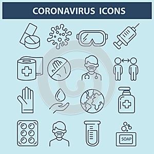 Covid-19 and Protect icons set,Vector.