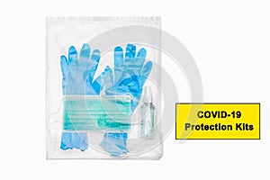 COVID-19 Protection Kits on white background