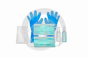 COVID-19 Protection Kits on white background