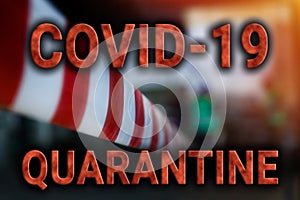 Covid-19 quarantine. Red and white, striped protective tape protects the enclosed area. Coronavirus concept