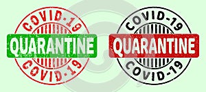 COVID-19 QUARANTINE Rounded Bicolor Watermarks - Corroded Texture