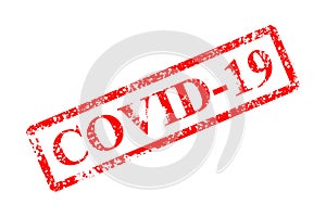 COVID-19. Red stamp COVID-19 on white background