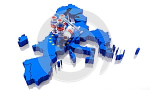 Covid-19, SARS-CoV-2, coronavirus vaccination programme in European Union - 3D illustration