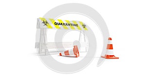 COVID-19  Sign of a closed road. quarantine coronavirus on a white background 3D illustration, 3D rendering