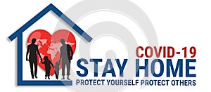 Covid-19, Stay Home illustration banner. Stay Home Stay Safe