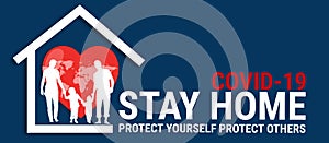 Covid-19, Stay Home illustration banner. Stay Home Stay Safe