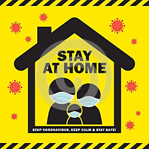 Covid-19 - stop coronavirus quarantine campaign of stay at home flat design