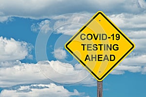 Covid 19 Testing Ahead Warning Sign