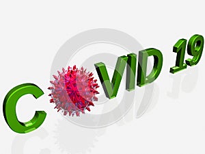 COVID 19 TEXT 3D GENETRATED IN WHITE color background stock image