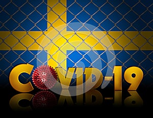 Covid 19 text with sweden flag