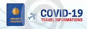 Covid-19 Travel Informations Background Illustration with Immunity Passport