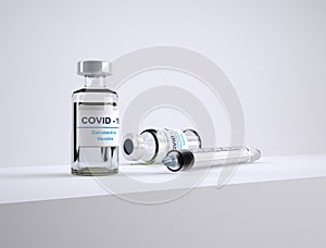 Covid 19 vaccine 3d rendering for medicine conten