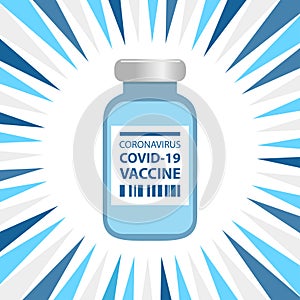 Covid-19 vaccine bottle in blue