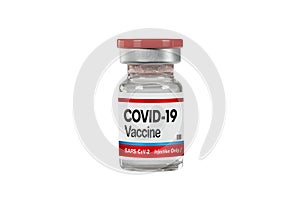 Covid-19 vaccine bottle isolated on white background