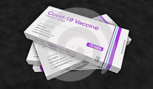 Covid-19 Vaccine pack production 3d illustration