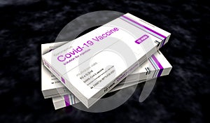 Covid-19 Vaccine pack production 3d illustration