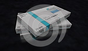 Covid-19 Vaccine pack production line 3d illustration