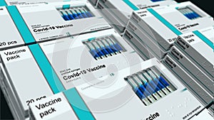 Covid-19 Vaccine pack production line loopable seamless animation