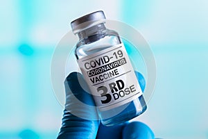 COVID-19 Vaccine Vial for vaccination tagged with 3rd dose